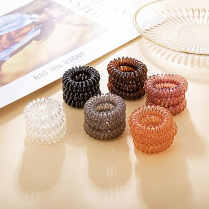 6-Pack Spiral Hair Bands, Stretchable Coil Hair Elastics for Women, Non-Damaging Plastic Hair Elastics - color: 6Pcs Black, size: 6 Pcs