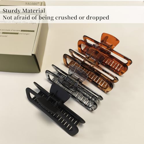5 Inch Large Hair Claw Clips, No Slip Matte & Glossy Unbreakable Square XL Hair Clips for Thick Long Curly Hair, Women's Big Rectangle Strong Clips, 4 Pack - color: A6 5 inch