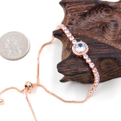 Sparkling CZ Tennis Bracelets for Women, Birthstone Slider Bolo Bracelets Trendy Birthday Valentine's Day Jewelry for Women Lady - color: White