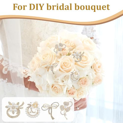 4pcs Brooches and Pins for Women, Flower Brooch, Crystal Pearl Brooch, for Women Fashion Accessories - style: pearl