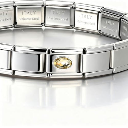 Italian Bracelet Charm,9mm,April,Birthday & Date > Birth Stone - Simple Ellipse - color: November