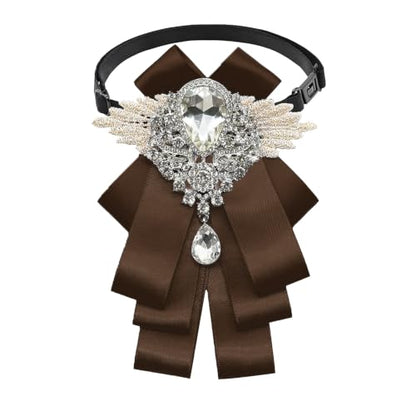 Big Rhinestone Bow Ties，Bowtie Pre-Tied Bowties Men Women | Suit for tuxedo party wedding - color: Coffee