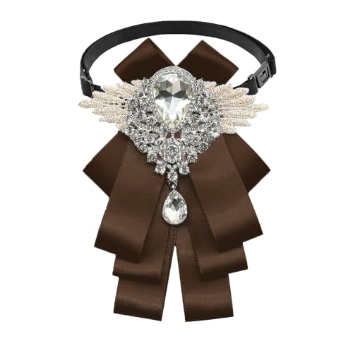 Big Rhinestone Bow Ties，Bowtie Pre-Tied Bowties Men Women | Suit for tuxedo party wedding - color: Coffee