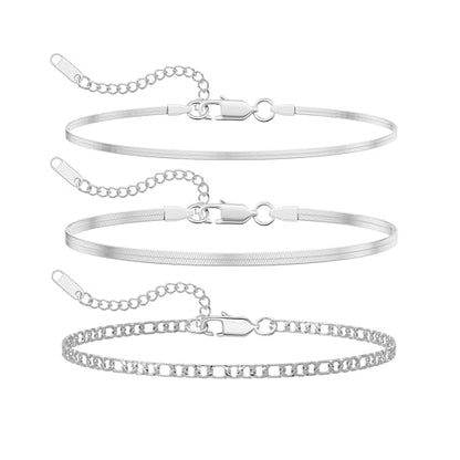Stainless Steel Bracelet Set for Men, Adjustable Link Chains | Layered stainless steel link chain bracelets with adjustable sizing, designed for daily wear, stacking, and gifts - color: Style1-8 inch