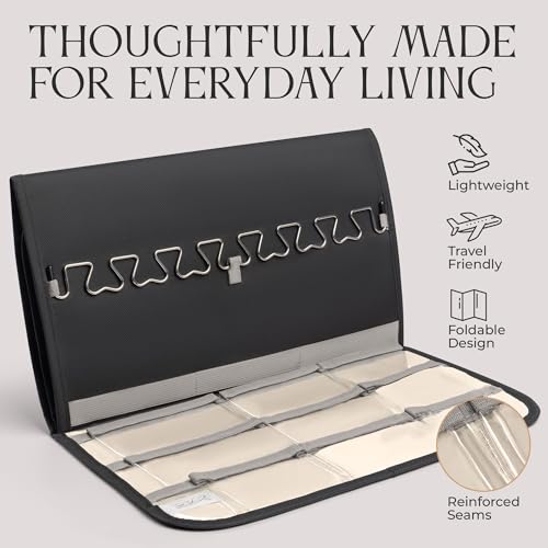 Hanging Jewelry Organizer Storage with Hanger Metal Hooks Double-Sided Jewelry Holder- Wall Mount Holder for Earrings, Necklaces, Rings on Closet, Wall, Door, 1 piece, Large, Charcoal Black - style: Modern - Charcoal Black