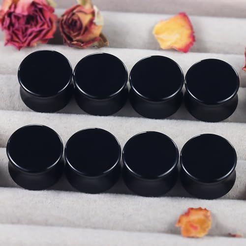 6G-30mm Solid Acrylic Black Gauges for Ear lightweight Tunnels Double Flared Saddle Ear Plugs Tunnels Earrings for Women Men - color: 16mm = 5/8 inch