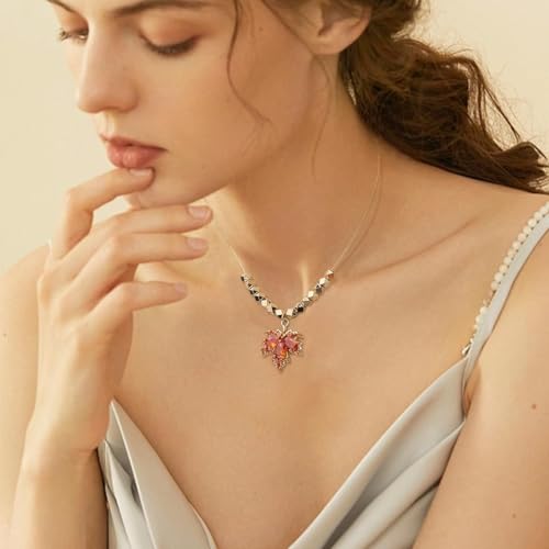 Jean Beau Dainty Pendant Necklaces for Women, Cute Chain Necklace Jewelry Gift - color: Gold Maple