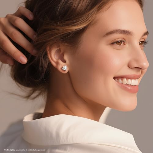 Brilliant Heart-cut/Oval-cut/Trillion-cut/Cushion-cut/Emerald-cut/Marquise-cut Stud, 925 Sterling Silver Cubic Zirconia Stud Earrings for Women Men - style: A-Heart-cut