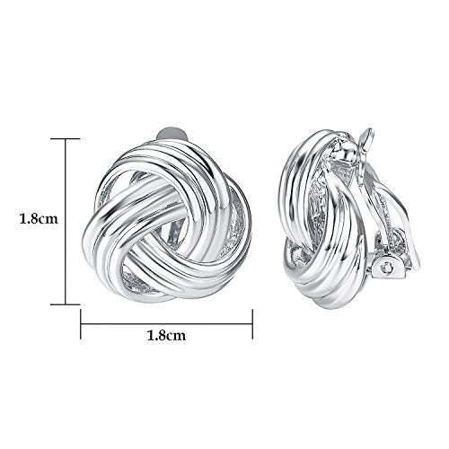 Yoursfs Knot Multicolor Clip on Earrings For Women Silver and gold Plated Large Non Pierced Floral Earrings - style: Silver three knot ear clip