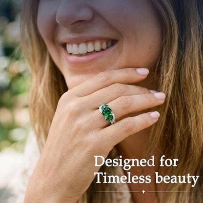 Yaresul 3.6ct 925 Sterling Silver Created Women's Rainbow Topaz|Sapphire|Aquamarine Ring Women Engagement Rings Bezel Setting Marquise Fashion Statement Ring Best Gift for Mother and Grandma Size 5-9 - color: E-Created Emerald