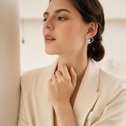 LES OSEWA Dog Animal Earrings Sterling Silver Animal Heart Hoop Dangle Earrings Cute Jewelry Gifts for Women - color: Dalmatian