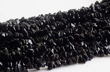 Natural Chip Stone Beads Black Obsidian Onyx 5-8mm About 400pieces Irregular Gemstones Healing Crystal Loose Bead Hole Drilled DIY for Bracelet Jewelry Making Crafting (5-8mm, Black Obsidian Onyx) - color: Black Obsidian Onyx