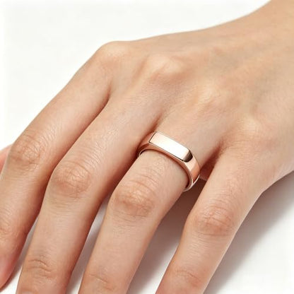 Square Signet Style Titanium Steel Classical Wedding Engagement Ring | Classical Simple Plain Wedding Engagement Statement Ring,Square Shape Signet Style Titanium steel Steel - color: Rose gold