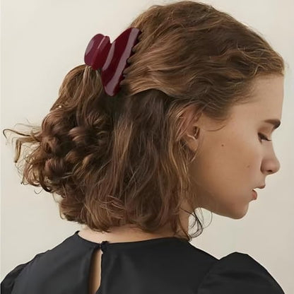 MAORULU Medium Cute Acetate Hair Claw Clips for Women Girls, 3 Inch Burgundy Claw Clips for Thin & Medium Thick Hair, Durable French Banana Clip with Gift Box (Wine Red) - color: Wine Red