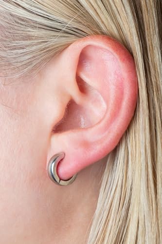 Aloha Earrings Domed Cuff Clip On Non-Piercing Huggie Hoop Earrings - style: Rainbow