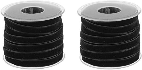 2 Rolls Velvet Ribbons for Wedding Décor Choker Necklace Gift Package Wrapping - Black