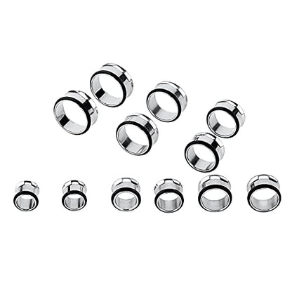 24PC Ear Gauge Stretching Kit Acrylic Tapers and Surgical Steel Tunnels Plugs 00G-20MM Gauge Stretching Kit - color: Black Silver