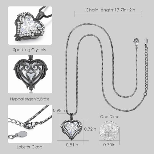 CDE Angel Wings Heart Birthstone Pendant Necklace Gift for Women | Silver/Gold Tone,Ideal Birthday & Anniversary Jewelry Gift for Wife,Girlfriend,Her - color: Black-04-White Birthstone