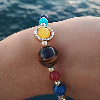 ONLYJUMP Planet Bracelet Solar System Universe Galaxy Bracelet Handmade Natural Stone Bead Bracelet String Adjustable Astronomy Gifts Bangle for Women Men - color: Planet