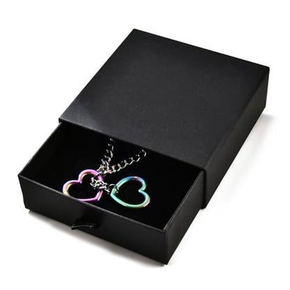 Qitian Stainless Steel Adjustable Lariat Y-Necklace for Men,Punk Gothic Cuban Necklace Jewelry,Heart O-ring Slip Chain Necklace for Women - color: Multi