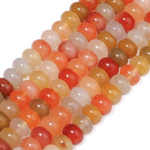 Songxi 5x8mm Natural Golden Silk Jade Beads, 75PCS Spacer Round Loose Abacus Beads for Jewelry Making, Gemstone for Bracelet Necklace Earrings, Arts and Crafts - color: Golden Silk Jade