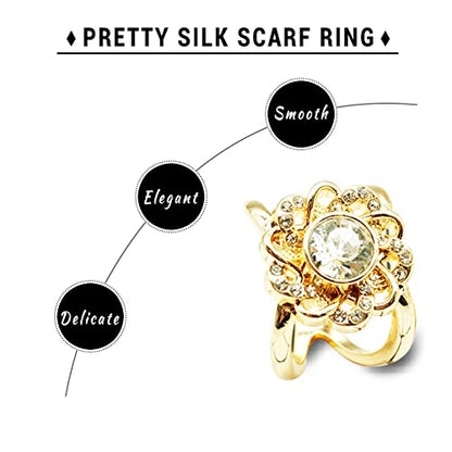 3pcs Fashion Scarf Ring Clip 3 Rings Silk Scarves Clip For Women Shawl Clip Buckle Gold Smooth Scarf Brooches Buckle - color: Scarf clip C-3PCS