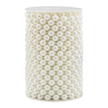 Pearls String Beads 33 Feet Faux Pearls Roll for Crafting Christmas Tree | 10mm Ivory Beaded Garland Flowers DIY Wedding Party Centerpiece Party Jewelry Decoration - size: 10mm/10.1m