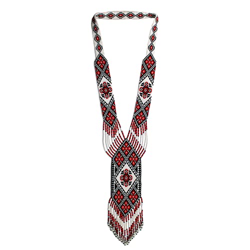 Long Beaded Necklace – Boho Native Handmade Seed Bead Tassel Necklace, Bohemian Large Statement Beaded Necklace for Women and s - color: Pattern 13
