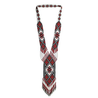 Long Beaded Necklace – Boho Native Handmade Seed Bead Tassel Necklace, Bohemian Large Statement Beaded Necklace for Women and s - color: Pattern 13