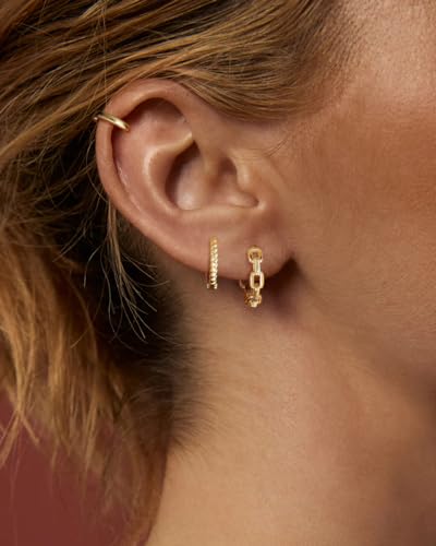 Risamil 3Pairs Gold Hoop Earrings for Women Trendy, 14K Gold Plated Hoops Huggie Earrings Dainty Chunky Earring Stacks Cute Earring Set Gold Jewelry Set for Women Gifts Fashion Accessories - color: 3 pair gold earrings4
