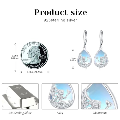 Fairy Gift Necklace/Earrings for Women 925 Sterling Silver Angel Elf Jewelry Gifts for Daughter - color: Earrings-B