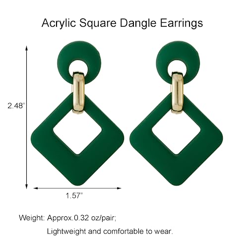 RUOFFETA Acrylic Rectangle Earrings, Fashion Acrylic Square/Oval/Hoop Statement Drop Earrings for Women - color: Dark Green