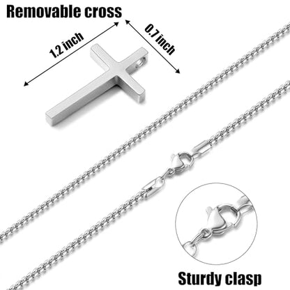 Fiusem Cross Necklace for Men, Stainless Steel Cross Pendant Jewelry Gift | Silver/Gold/Black Mens Cross Necklaces with 2.5mm Cross Chain, Box Chain 16-28 Inch - size: 22.0 Inches, style: Small silver cross: 1.2" * 0.7"