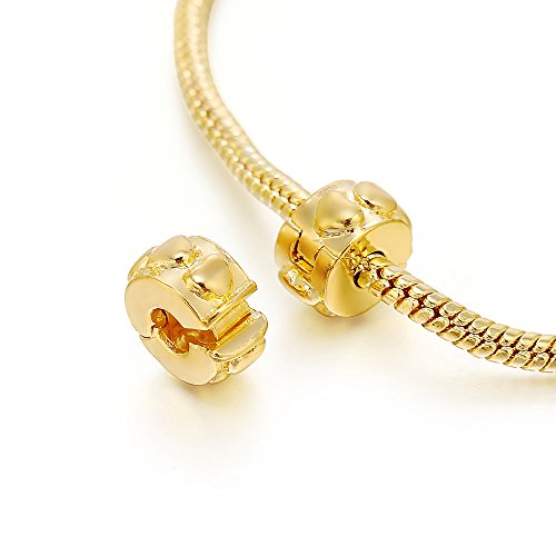 RUBYCA 20pcs Gold Color Clip Lock Stopper Clasp Beads DIY fit European Charm Bracelet Model 195 - color: Model 195 Gold Plated, size: 20 PCS