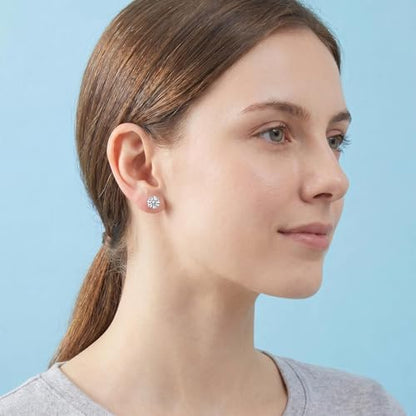 5 Pairs Stud Earrings for Women, Hypoallergenic Cubic Zirconia Silver Black 316L Surgical Stainless Steel Rainbow CZ Earrings Set 3-7mm - color: 5 Pairs Silver+Clear CZ