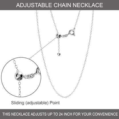 LeCalla 925 Sterling Silver Italian Jewelry Adjustable Chain Necklace, Sliding Bolo Chain Necklace for Women Slider Chain 14 to 24 Inch. - color: Cable Chain