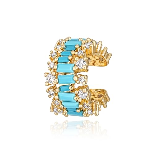 Gold Ear Cuff for Women, 14K Gold Plated Single Non-Pierced Earring with Micro-Pave Cubic Zirconia Adjustable Open Ear Clip for Daily Wear & Special Occasions - color: ear cuff-S 005