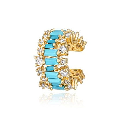 Gold Ear Cuff for Women, 14K Gold Plated Single Non-Pierced Earring with Micro-Pave Cubic Zirconia Adjustable Open Ear Clip for Daily Wear & Special Occasions - color: ear cuff-S 005