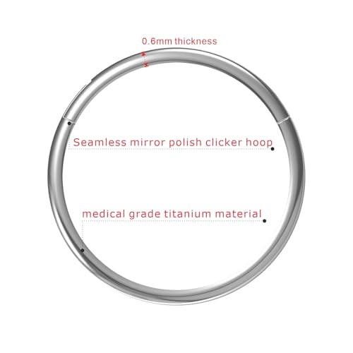 22G/20G Titanium Hinged Clicker Nose Ring Sleeper Piercing Hoop