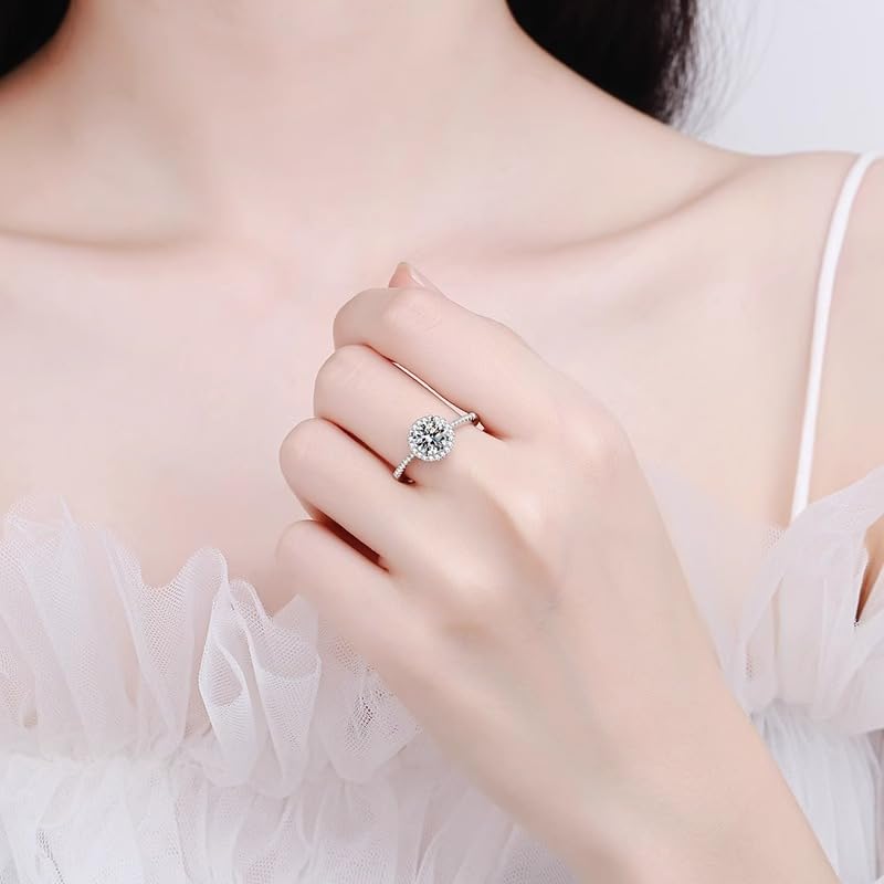 1CT/2CT Queen series moissanite ring, Adjustable rings for women, 925 Sterling Silver Open Band, D-Color VVS1 Sparkling Stone, Luxury Diamond Alternative - style: Queen 2 Series, 2CT