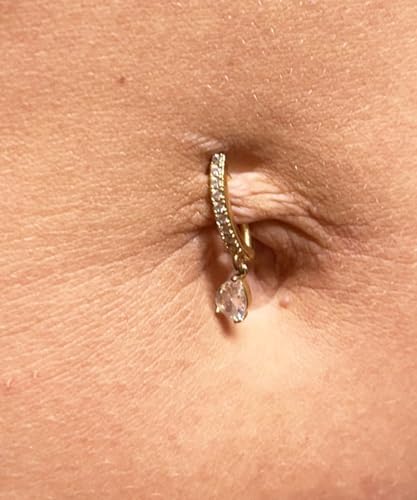 Silver Gold Belly Button Ring for Women Clicker Hoop Belly Rings Opal Navel Piercing Jewelry Dangle Hypoallergenic Surgical Steel Dainty Dangling Navel Rings for Women - color: E1-5pcs clicker-gold