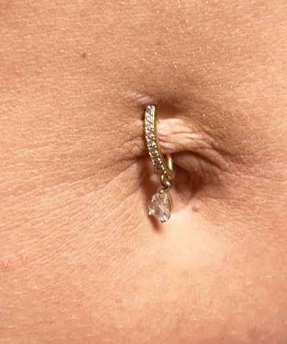 Silver Gold Belly Button Ring for Women Clicker Hoop Belly Rings Opal Navel Piercing Jewelry Dangle Hypoallergenic Surgical Steel Dainty Dangling Navel Rings for Women - color: E1-5pcs clicker-gold