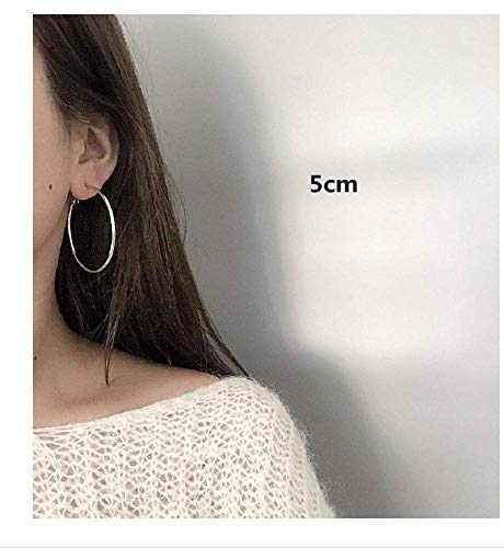 Clip On Big Extra Large Fake Round Hoop Earrings for Women Non Pierced No Piercing Ear Fashion Simple Circle Huggie Hoops Jewelry Gifts - style: 50mm Silver
