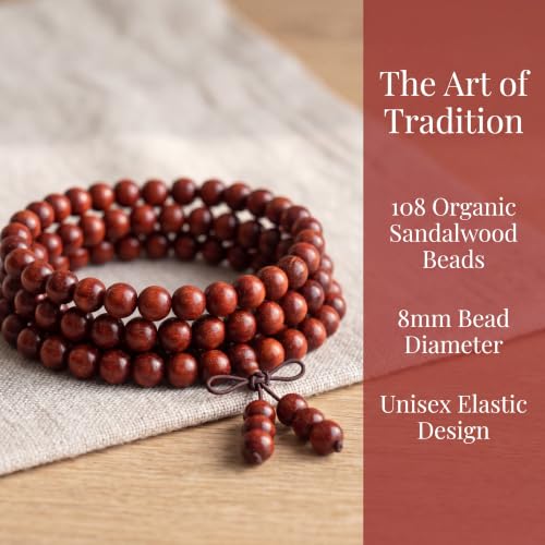 Handmade Mala Beads Bracelet 108 8mm Prayer Meditation Bracelet Sandalwood Elastic, Buddhist Beads, Prayer Mala Necklace for Men and Women Gifts - color: Purple Rosewood