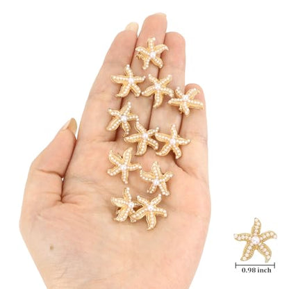YISSION 20 Pcs Gold Starfish Hair Clips Cute Pearl Hair Pins Small Hair Barrettes Starfish Hair Clip Mermaid Hair Accessories for Girls Women Beach Party (Simulation Form) - color: White Pearl & Bright Gold