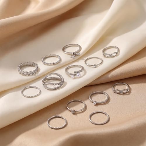 42-Piece Gold Tone Stackable Ring Set for Women, Boho Minimalist Stacking Rings with Crystal & Heart Accents, Adjustable Open Band Jewelry for Daily Wear - style: TZY-003351-01