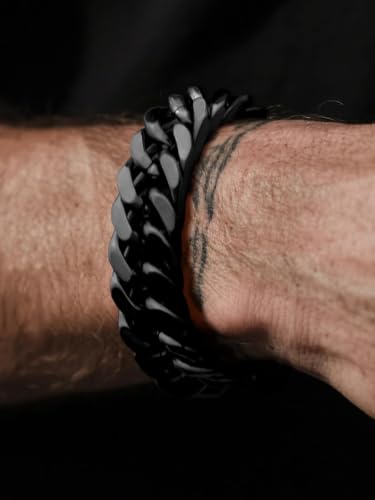 Supcare Unique Anniversary Birthday Valentines Fathers Day Stainless Steel Cuban Link Bracelets for Men Him, To My Man Dad Husband Love Always Remember Wrist Chain Bracelet Jewelry Gifts - color: C-Black 01 To My Son, size: 7.5 Inches-17mm Width
