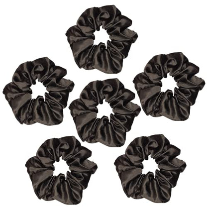 Sufermoe 6 Pcs Satin Silk Hair Scrunchies, Hair Accessories, Soft Hair Ties for Women and Girls, 4.5 Inch, Black - color: Black
