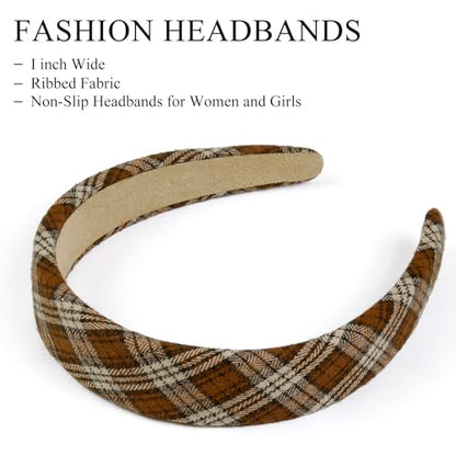 Huachi Headbands for Women Trendy Non Slip Headbands 1 inch Wide Cute Headband for Girls, Fall Head Bands Elastic Hair Bands Fashion Hair Accessories 4PCS - color: Fall Headband Set