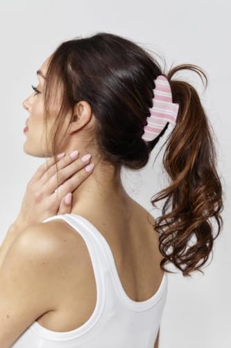 Almere Hair Claw Clip, Striped and Camo Pattern, Women's Hair Accessories for Thick or Thin Hair, 4 inch No-Slip (Pink Stripe) - color: Pink Stripe